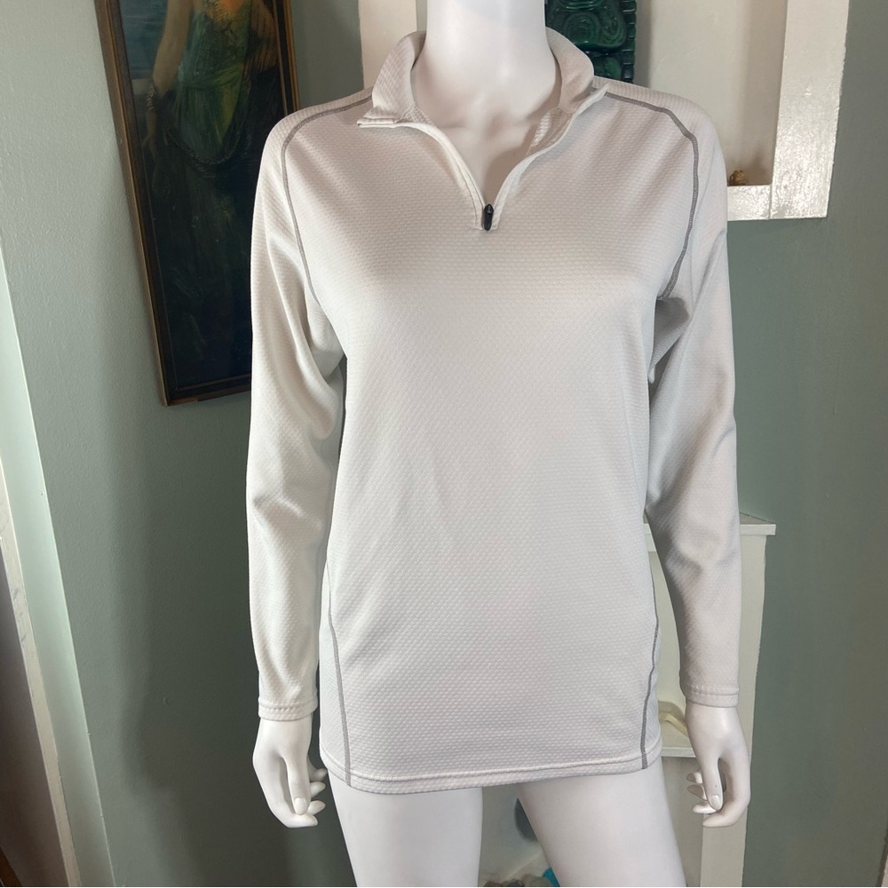 3/$12 Nike Pro Women's Off-White Long-Sleeve Quarter-Zip Pullover Sweatshirt